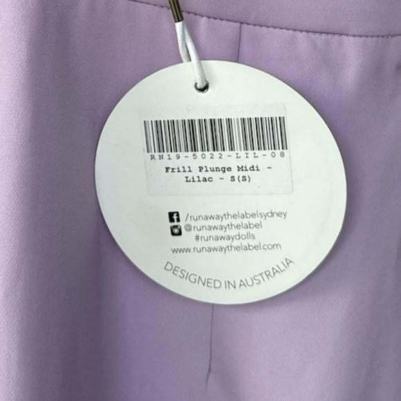 NWT Runaway The Label Frill Plunge Lilac Midi Dress Size Small - Picture 3 of 6